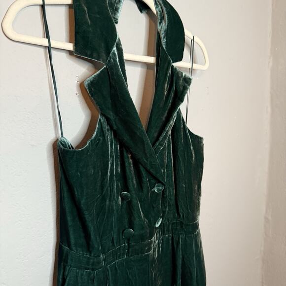 Rachel Antonoff Velvet Jumpsuit Green Flynn Size 10 - Picture 6 of 12